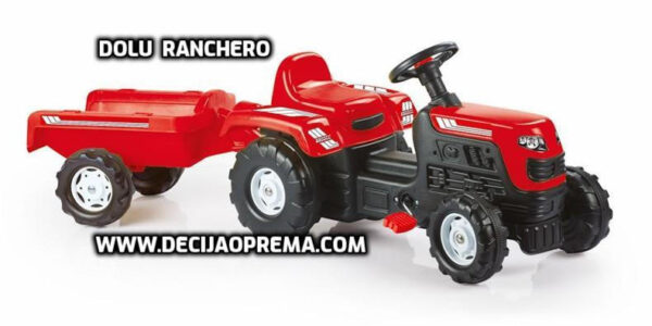 Traktor na pedale Dolu Ranchero sa prikolicom Crveni
