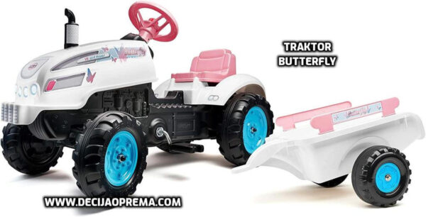 Traktor Butterfly na pedale sa prikolicom