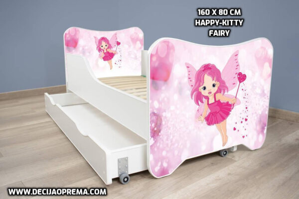 Dečiji krevet 160x80cm sa dušekom i fiokom Happy Kitty Fairy