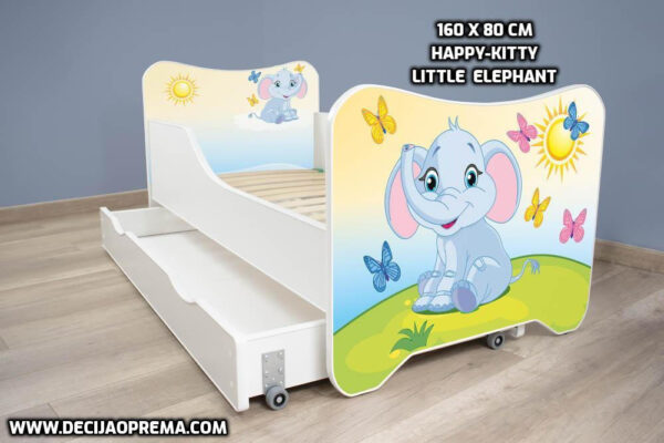 Dečiji krevet 160x80cm sa dušekom i fiokom Happy Kitty Little Elephant