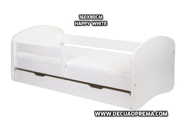 Dečiji krevet 160x80cm sa dušekom i fiokom Happy White