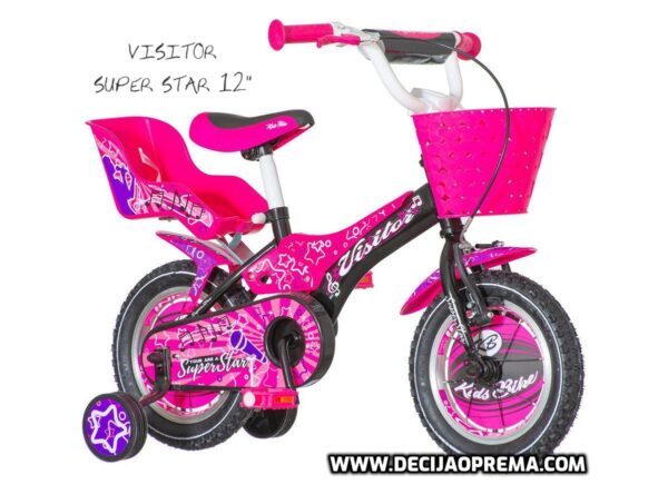 Bicikl Visitor Super Star 12" za decu Ljubičasti