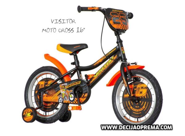 Bicikl Visitor Moto Cross 16" za decu Crno Narandžasti