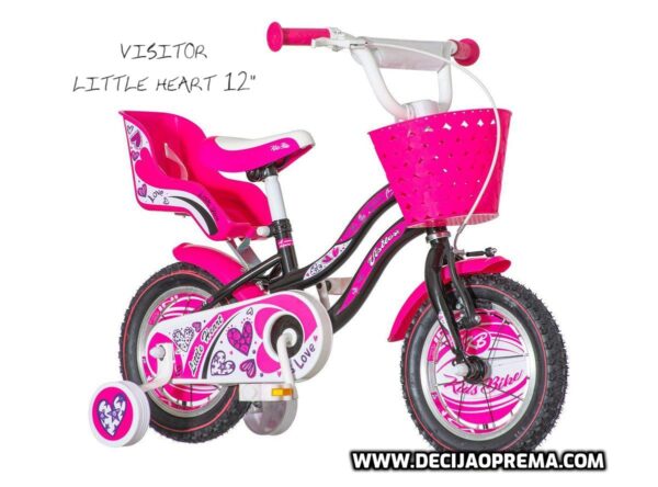 Bicikl Visitor Little Heart 12" za decu Rozo Crni