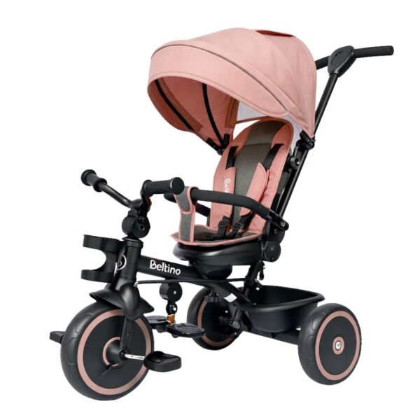 Dečiji Tricikl Beltino Nuovo sa Rotirajućim Sedištem i Ležećim Položajem Rozi