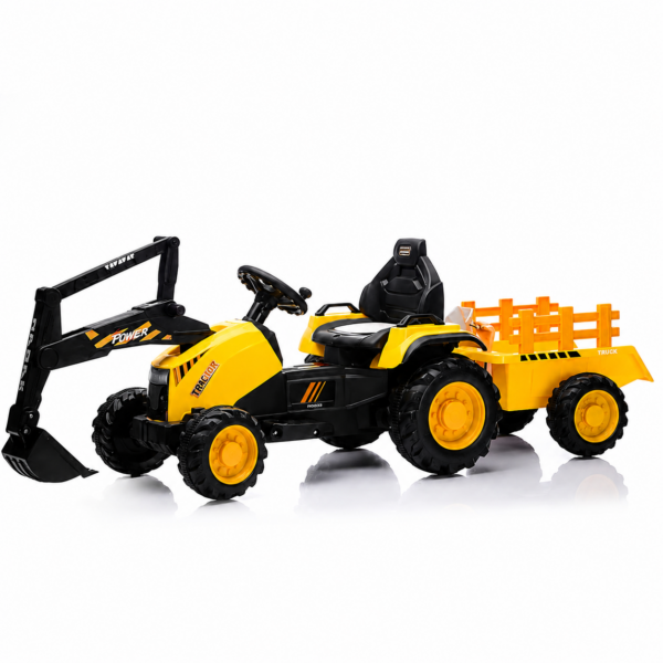 Traktor sa prikolicom i kašikom 12v za decu Žuti